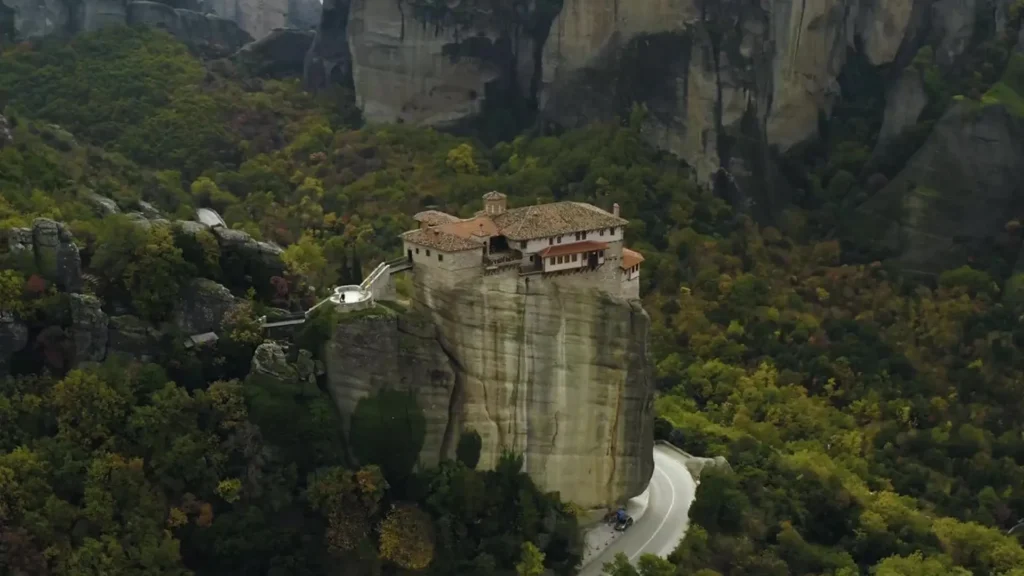 ROUSANOU MONASTERY METEORA FROM BRIDGE