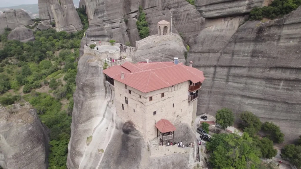 VIEW OF SAINT NICHOLAS ANAPAUSAS MONASTERY FROM BELOW