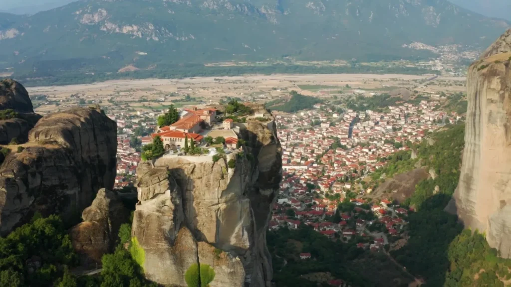 HOLY TRINITY MONASTERY METEORA AERIAL VIEW