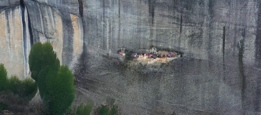 COLORFUL SCARVES HANGING AT SAINT GEORGE MANDILAS METEORA